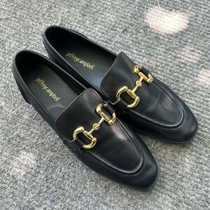 NWOT Jeffrey Campbell Black Leather w/ Gold Horsebit ‘Velviteen’ Loafers